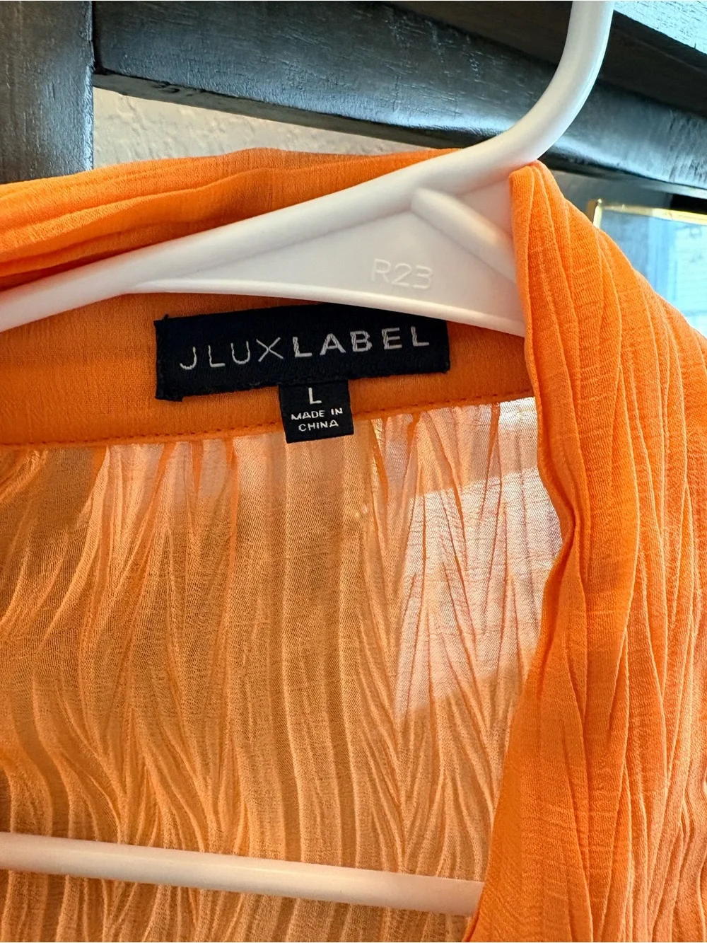 JLUXLABEL Vibrant Orange Pleated Button-Down Shirt